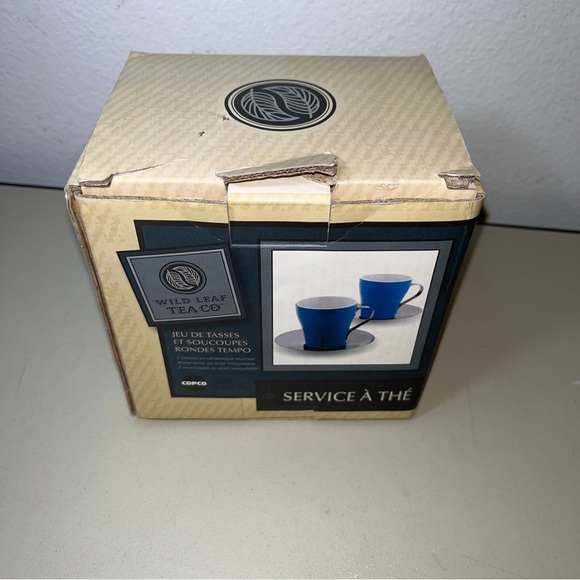 Wild Leaf Tea Co Blue circle Tempo Cup Saucer Set Is A Open Box No Used - Picture 2 of 6